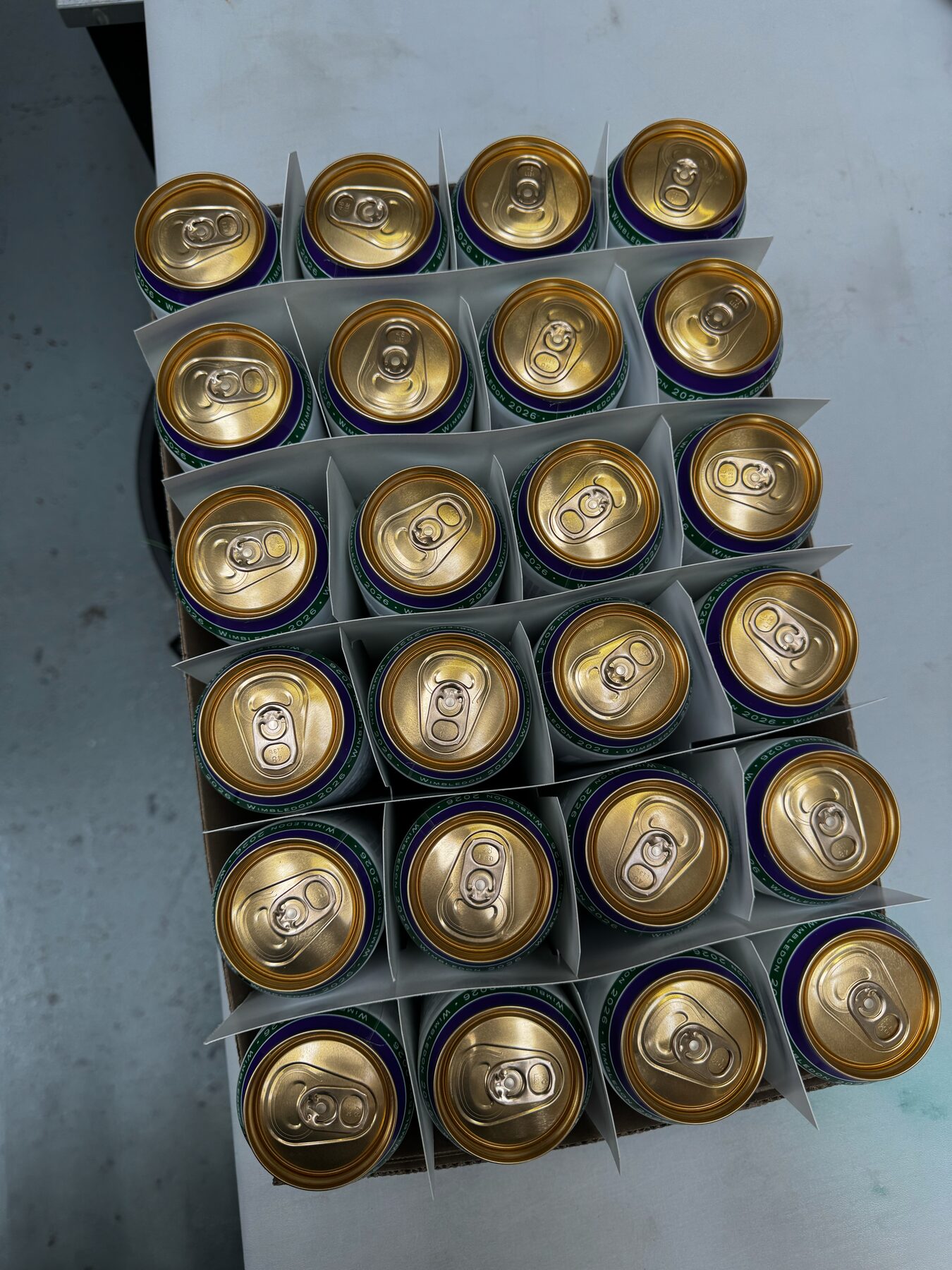 Packed trays viewed from above